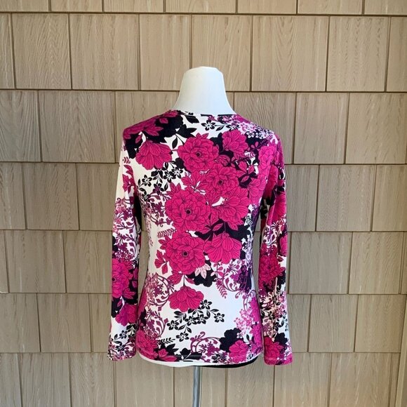 CROFT AND BARROW LADIES MULTI COLORED LS FLORAL TSHIRT TEE TOP SIZE S - Picture 10 of 10